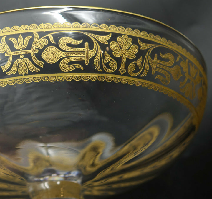 French Baccarat Crystal Fruit Stand Centerpiece Gold Encrusted Fleur De Lys 1907