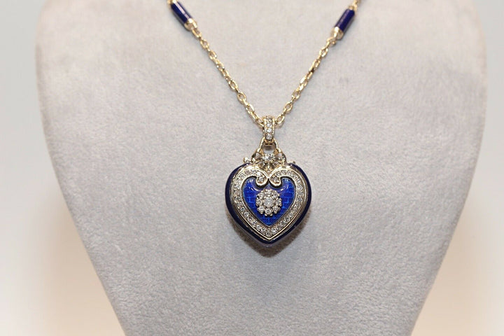 アンティーク ビクトリア朝スタイル 14K ゴールド 天然ダイヤモンド ハートネックレス