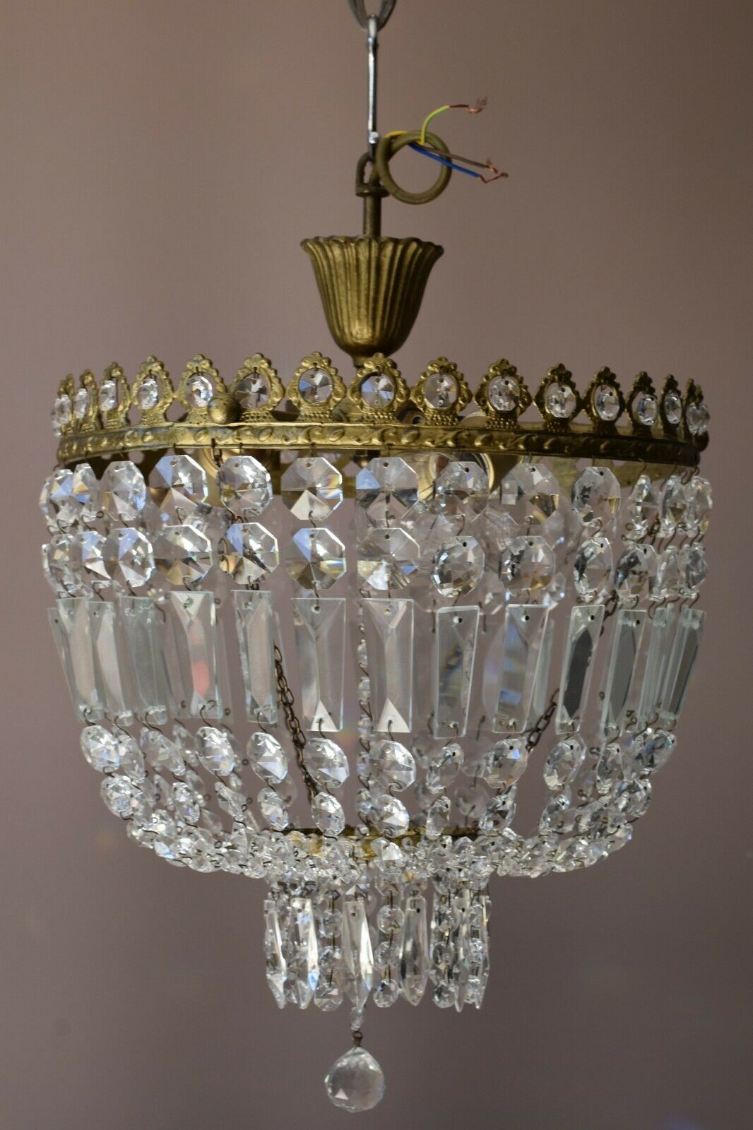 Purse Antique Flush lamp / Vintage Crystal Chandelier, Home Lighting Brass LAMP