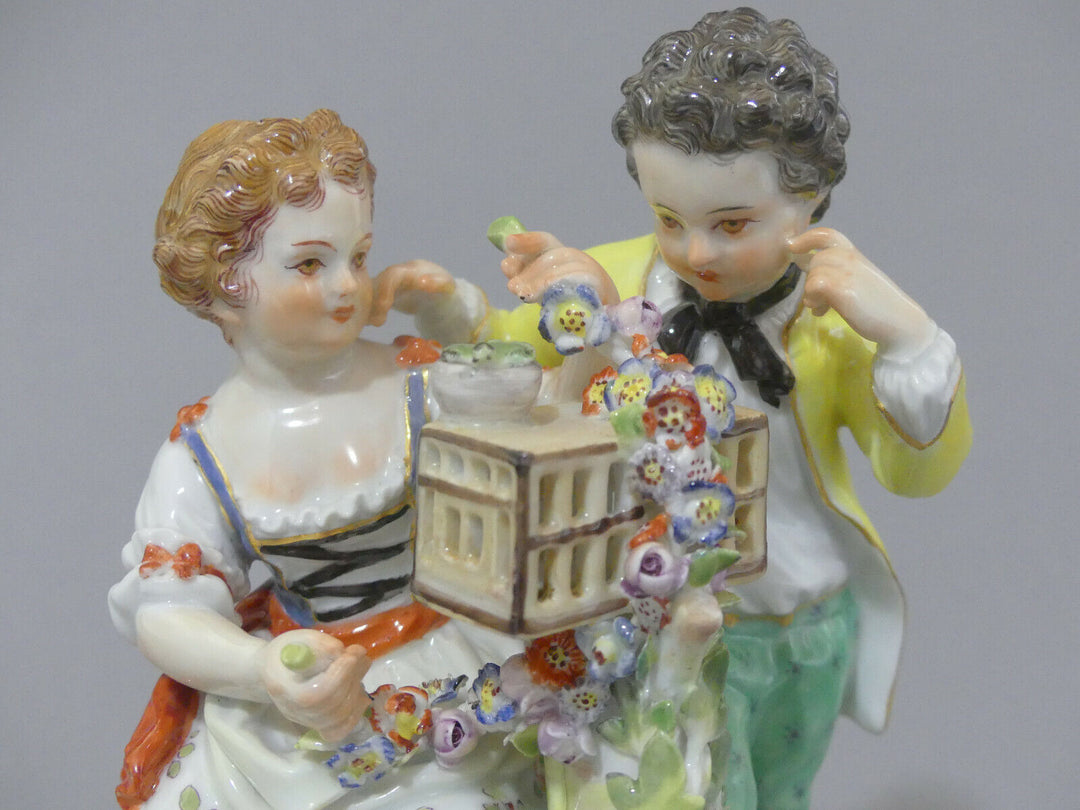 ⚔ Meissen Figur G 91 Paar Allegorie Frühling Vogelkäfig - Vier Jahreszeiten TOP