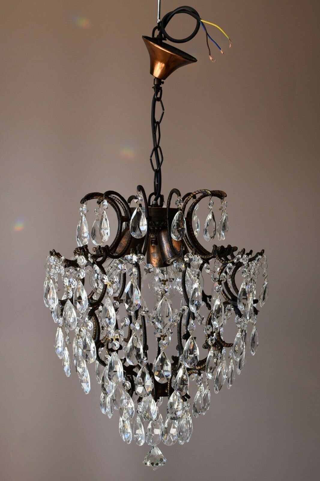 Cage Antique Style Vintage Crystal Chandelier, Bar Lighting Light Pendant Lamp