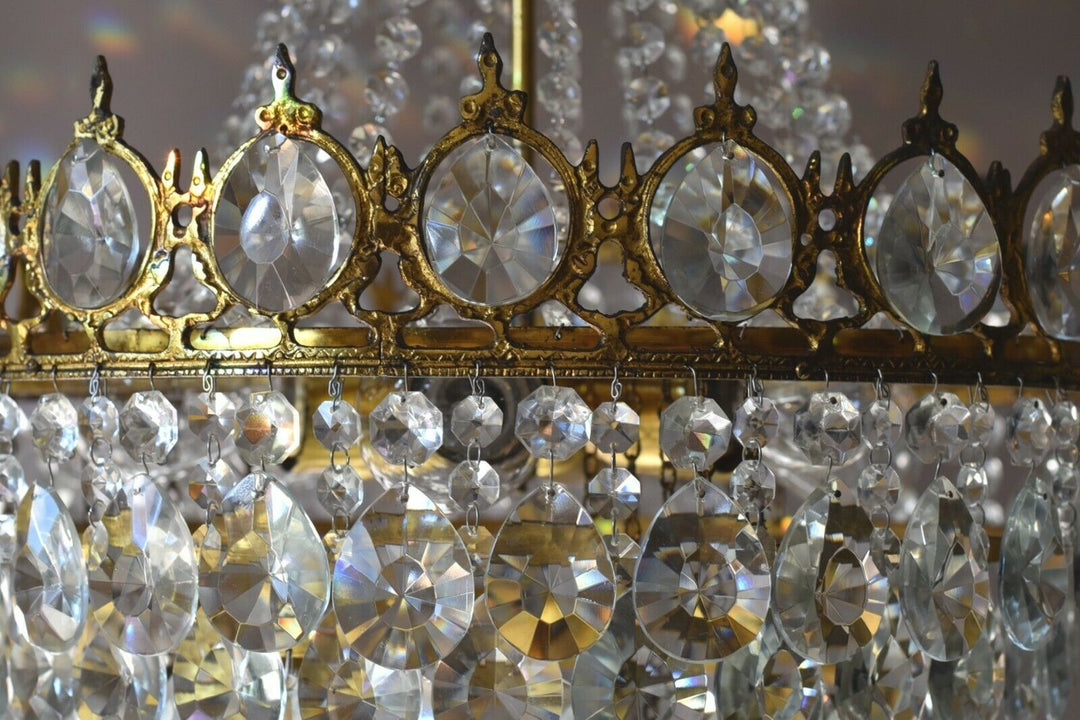 French Empire Crystal Chandelier Antique Vintage Ceiling Lighting Pendant Lamp