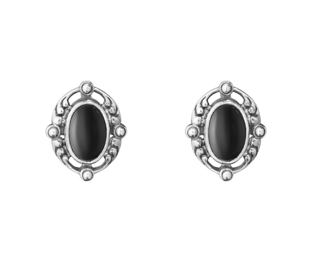 Georg Jensen Sterling Silver Earclips of the Year with Onyx - Heritage 2018