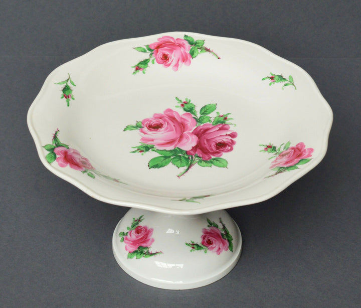 マイセン(Meissen)　脚付きコンポート　ピンクローズ　クナウフ期