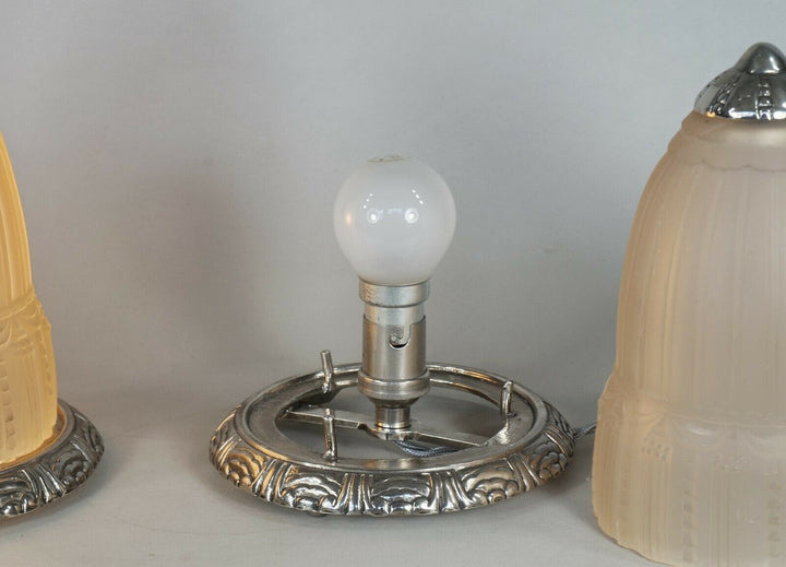 ミューラー兄弟　希少なペアのフランス製アールデコランプ　1925年　1930年　ブロンズ製