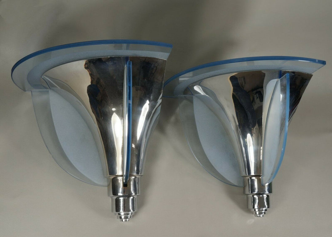 1930フランスアールデコ、モダニスト調コーナーブラケットライト（ペア）