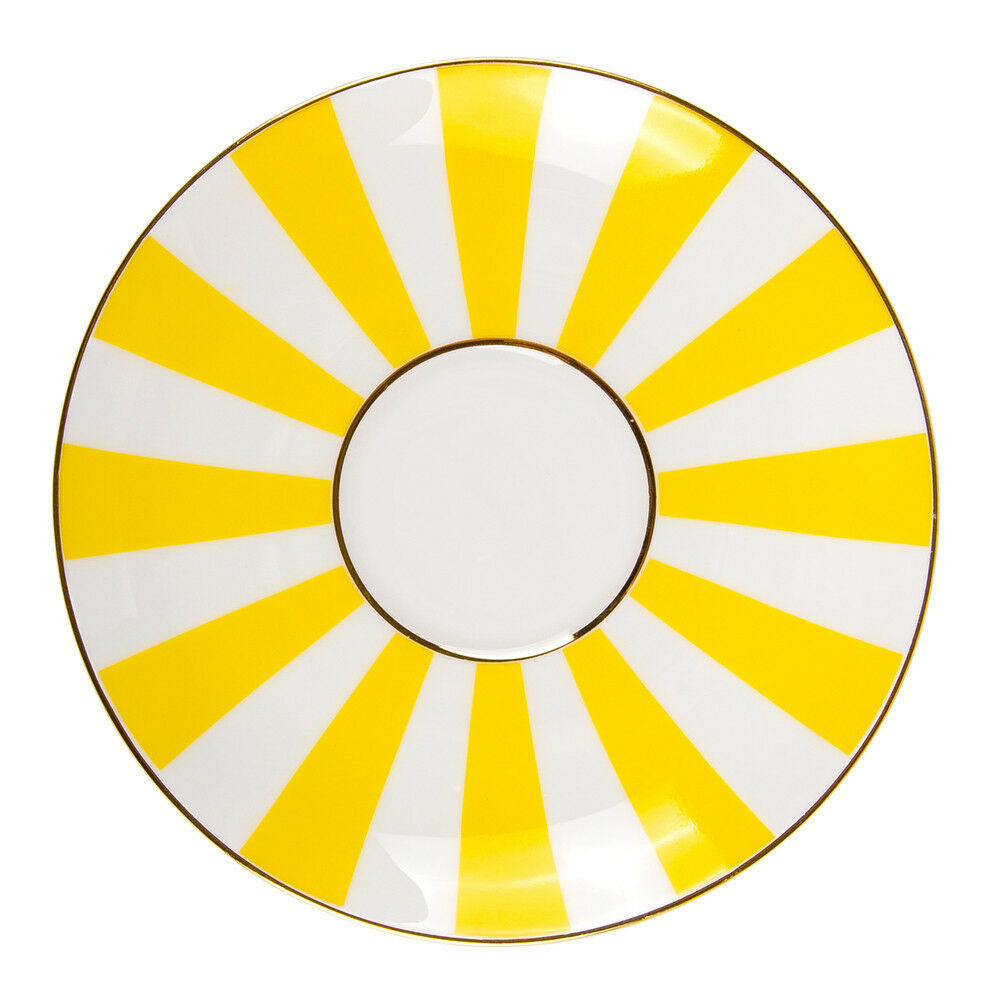 インペリアルポーセリン　ティーカップ＆ソーサー　ボーンチャイナ　ロモノーソフ　ストライプ　イエロー