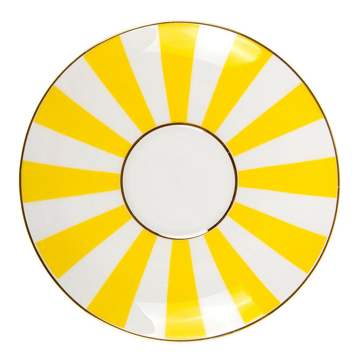 インペリアルポーセリン　ティーカップ＆ソーサー　ボーンチャイナ　ロモノーソフ　ストライプ　イエロー