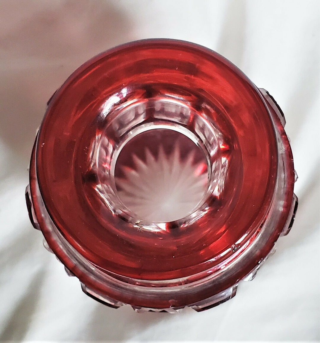 Antique Baccarat Red Cut to Clear Large Crystal Perfume Bottle w/Stopper