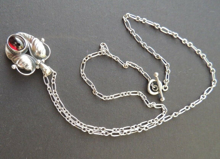 Silver PENDANT By Georg Jensen 1994 With Garnet