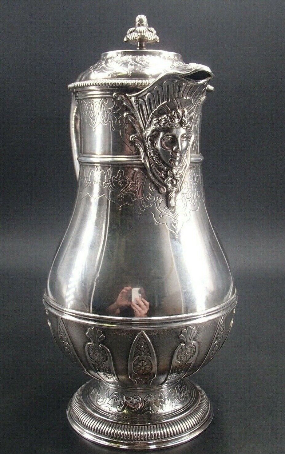 CARDEILHAC RARE CAFETIERE EN ARGENT MASSIF POINCON MINERVE DECOR REGENCE
