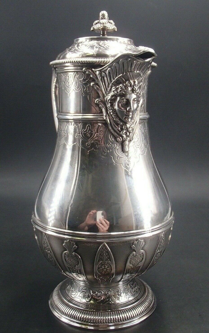 CARDEILHAC RARE CAFETIERE EN ARGENT MASSIF POINCON MINERVE DECOR REGENCE