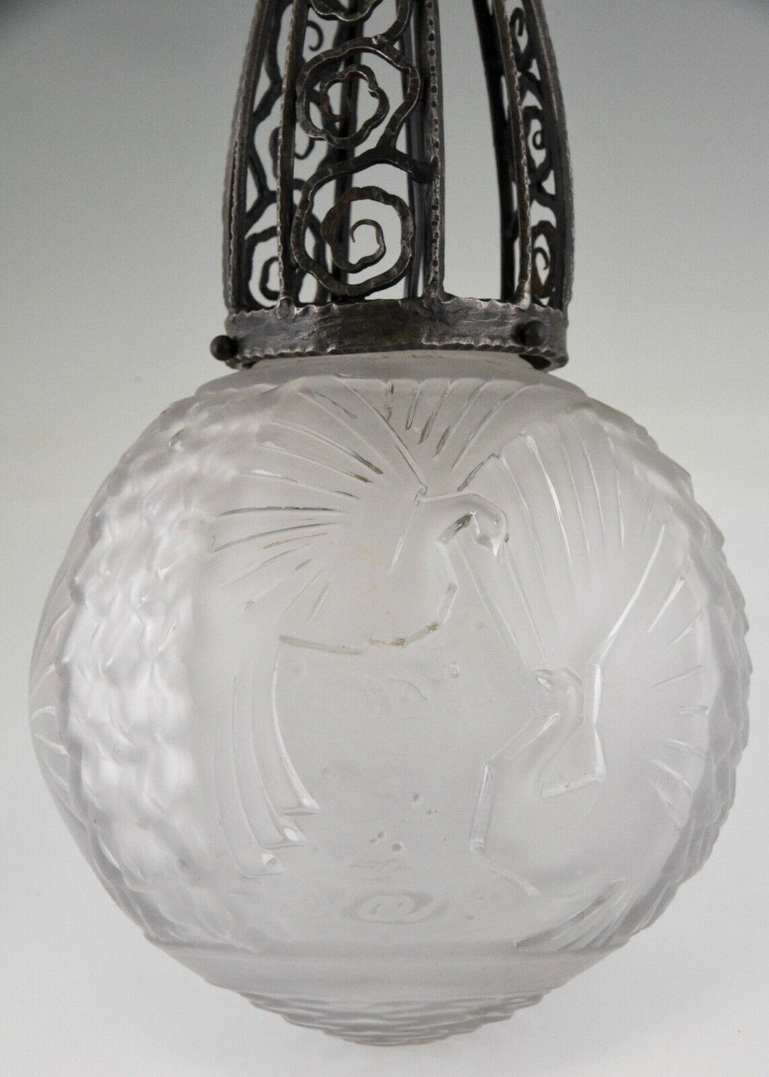 ミューラー兄弟　アールデコ　ホールランプ　孔雀