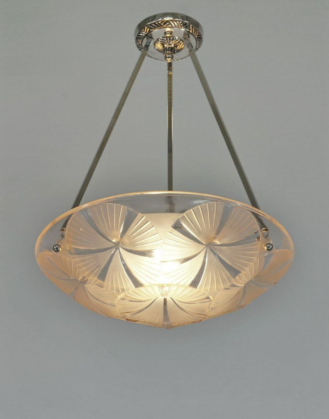 HUBENS & DEGUÉ : FRENCH 1930 ART DECO PENDANT . chandelier 1925 lamp muller era