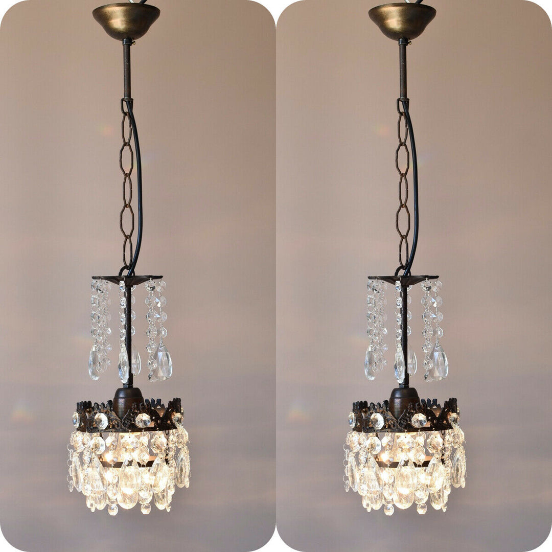 Two Matching Antique Crystal Chandeliers,Vi