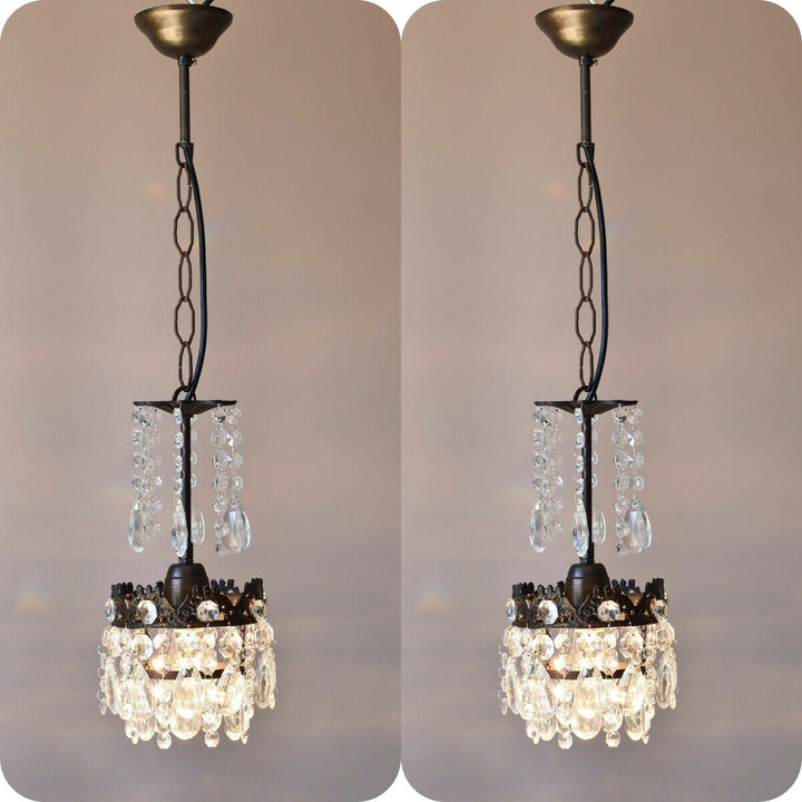 Two Matching Antique Crystal Chandeliers,Vi