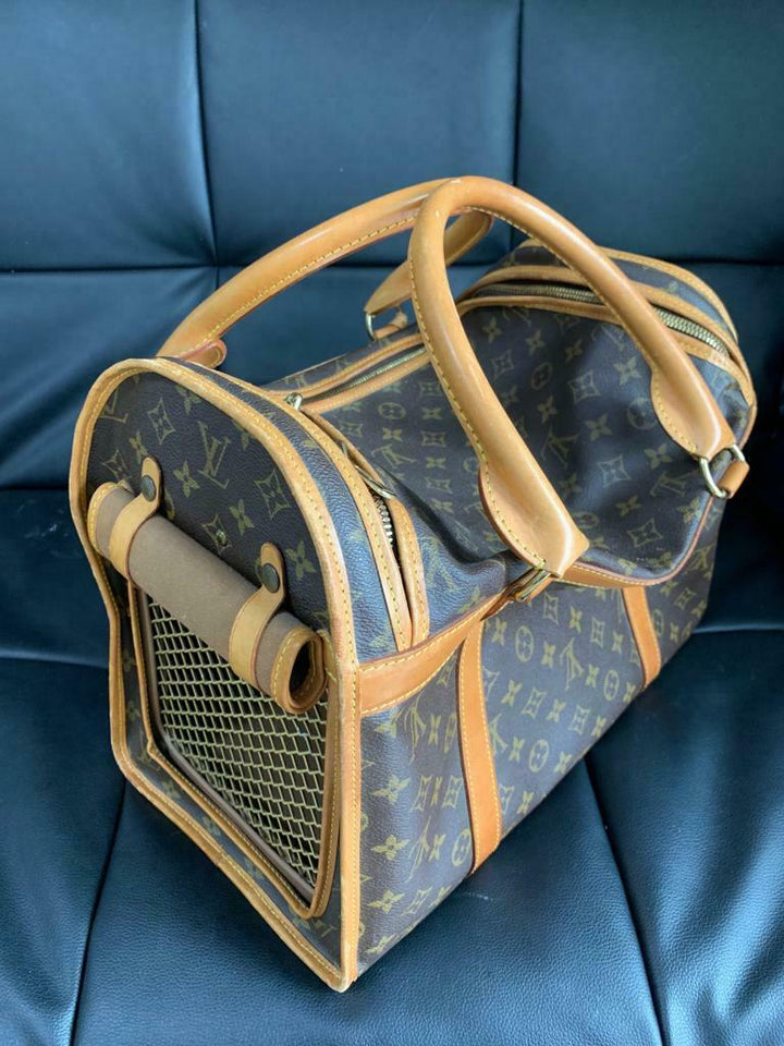 AUTH LOUIS VUITTON MONOGRAM SAC Chien ４0 Dog Pet Carrier Bag Purse Travel LV23