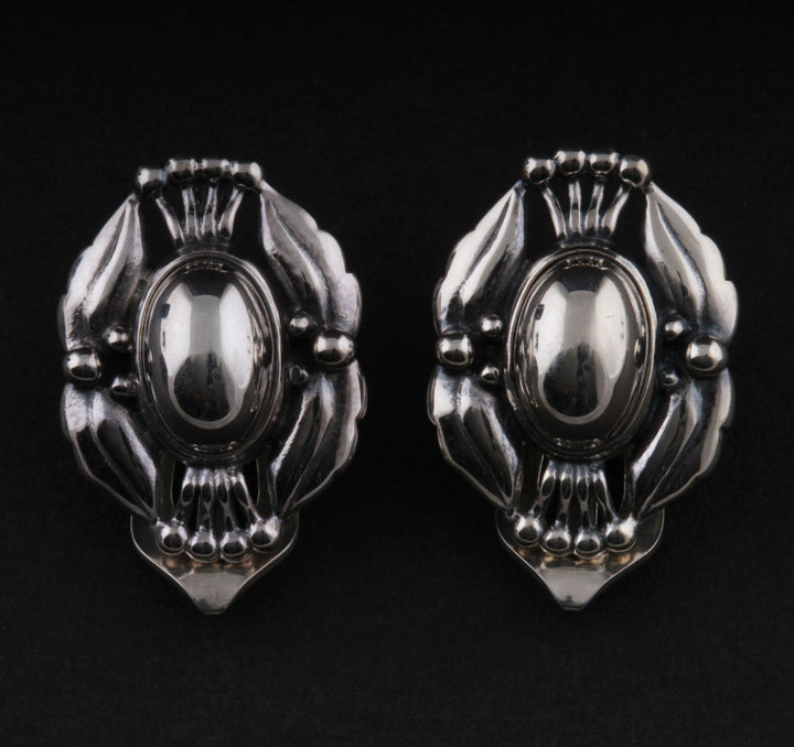 Georg Jensen Plata de Ley Oreja Clips De Año 2000 Con Silverballs. Raro