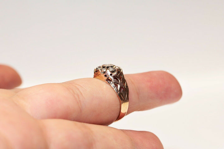 アンティーク オリジナル 10K ナチュラルローズカットダイヤモンドのオスマンリング