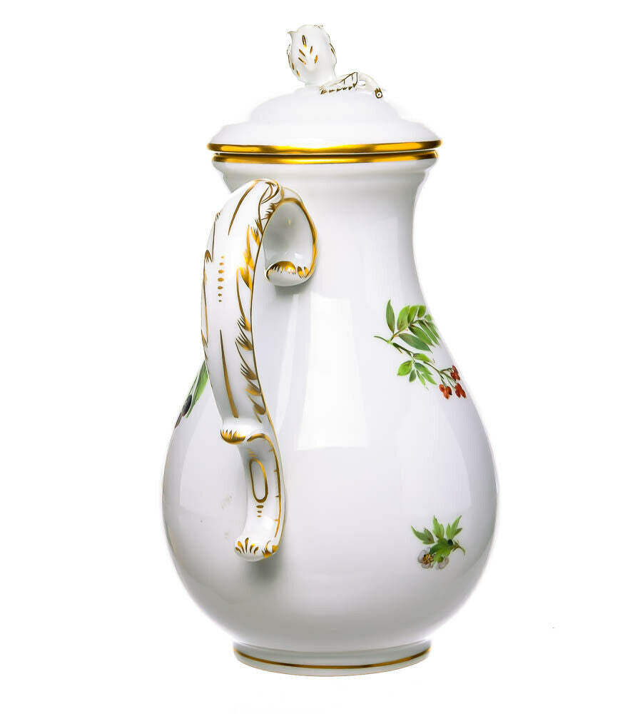 Kaffeekanne Vogel- & Zweigmalerei Meissen Neuer Ausschnitt Mitarbeiterware 22 cm