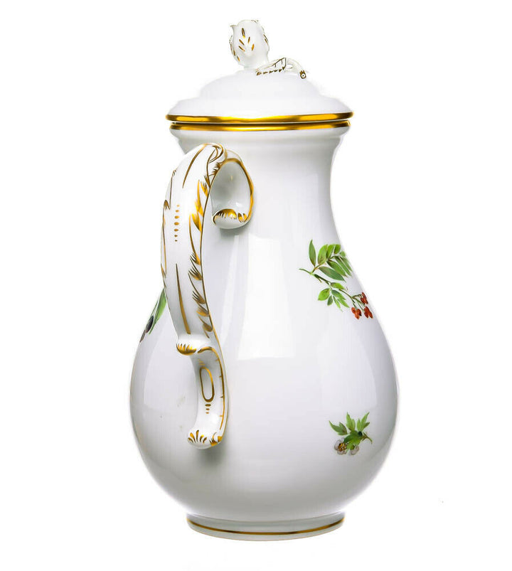 Kaffeekanne Vogel- & Zweigmalerei Meissen Neuer Ausschnitt Mitarbeiterware 22 cm