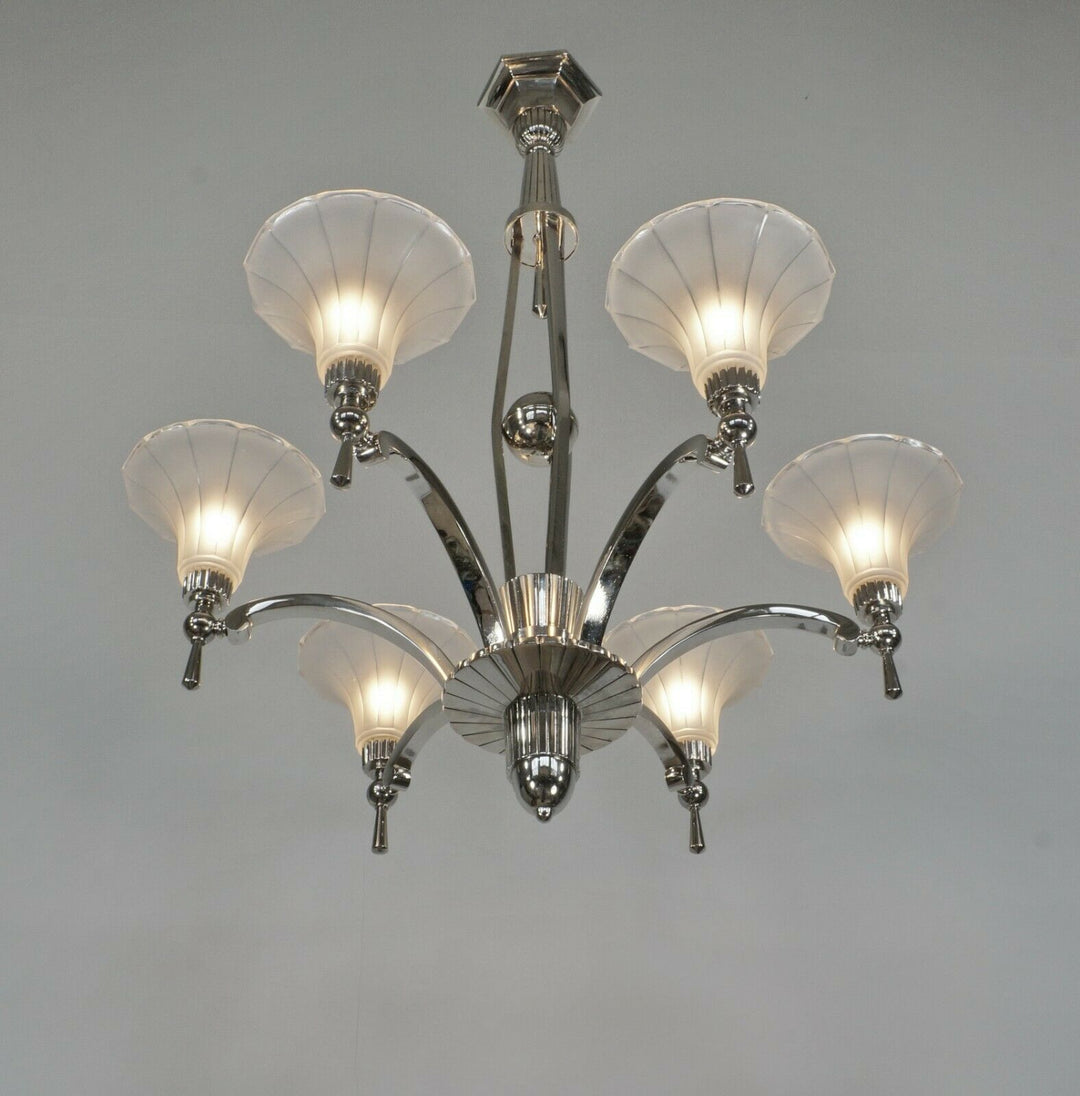 H.PETITOT : FRENCH 1930 ART DECO CHANDELIER ............. Muller frères France