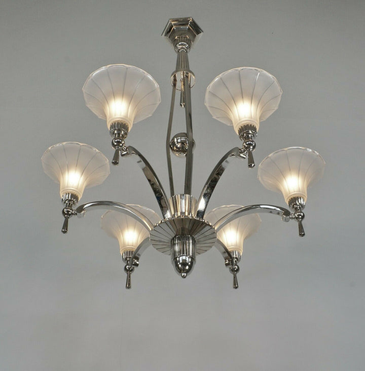 H.PETITOT : FRENCH 1930 ART DECO CHANDELIER ............. Muller frères France