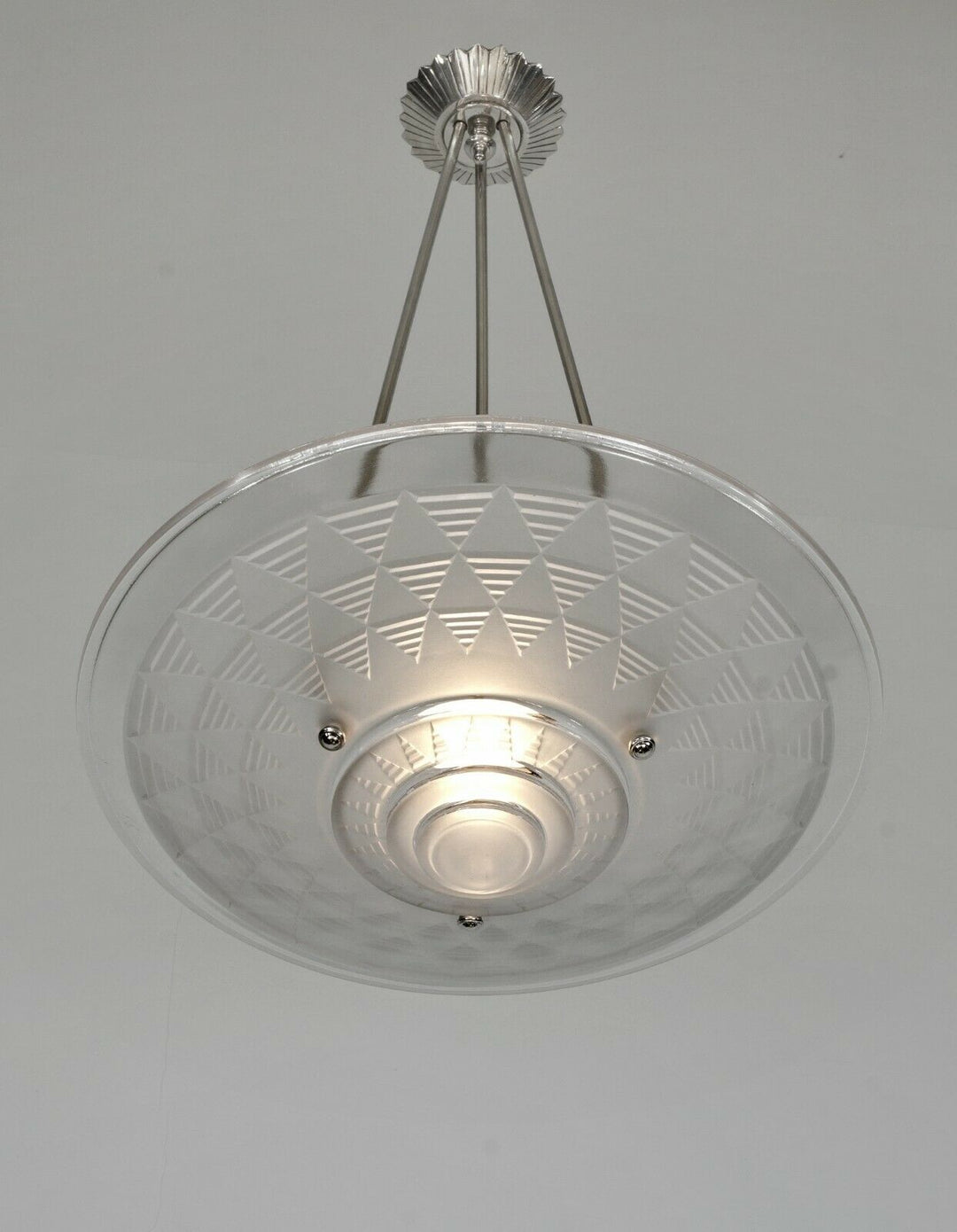 PETITOT : large French 1930 art deco pendant #1 ... chandelier muller era France