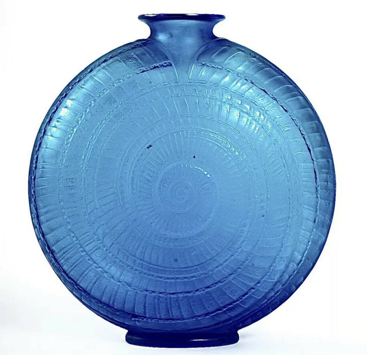 Vase Escargot René Lalique Bleu Electrique R.Lalique Electric Blue Glass Snail