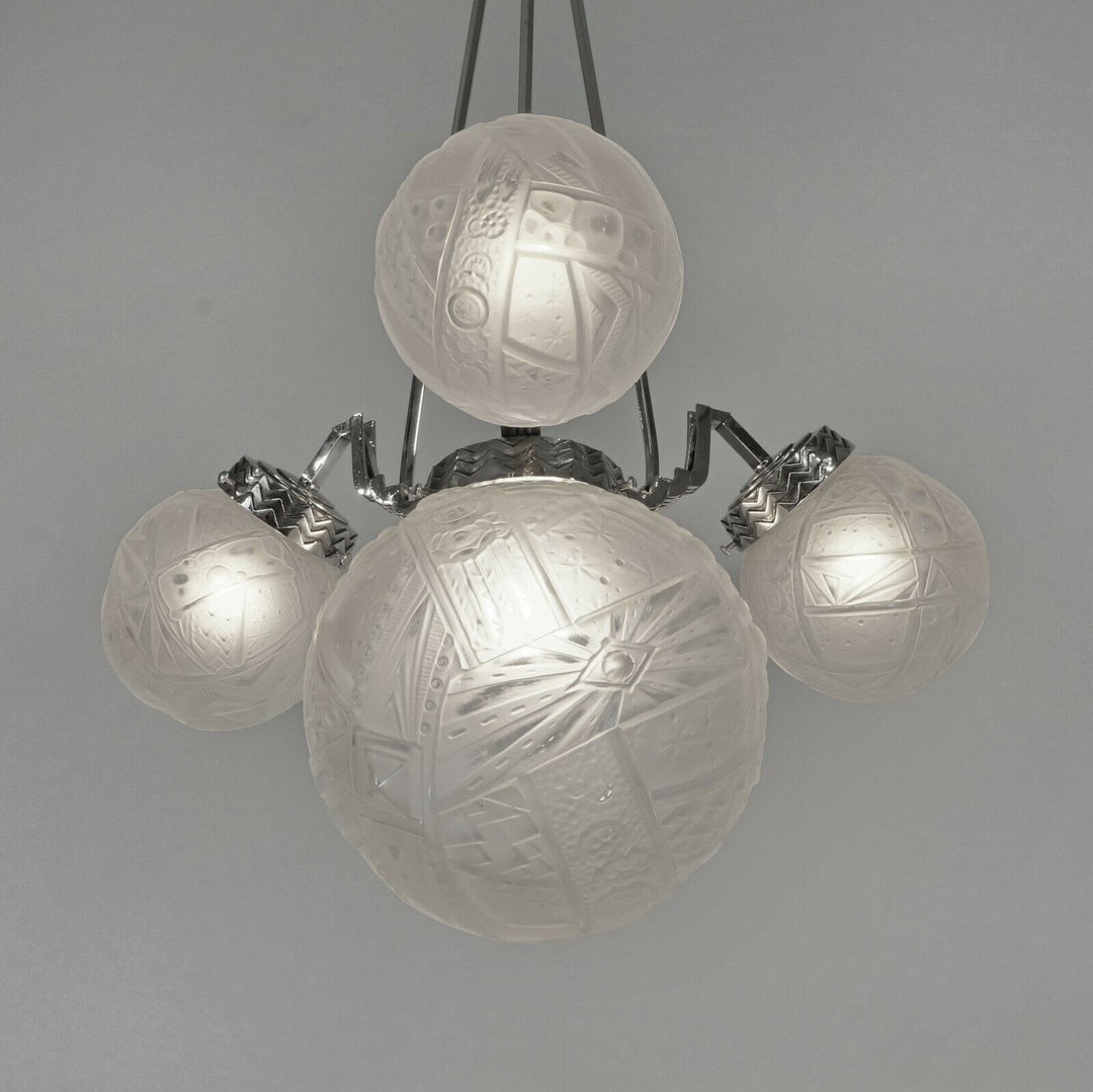 MULLER FRERES: FRENCH 1930 ART DECO CHANDELIER ........... 1925 lamp degue era