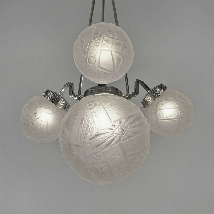 MULLER FRERES: FRENCH 1930 ART DECO CHANDELIER ........... 1925 lamp degue era