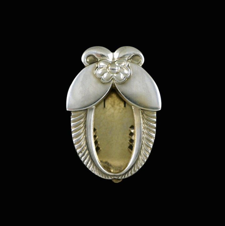 Georg Jensen. Sterling Silver Cactus Brooch Clip, partly gilded #227. 1933-44