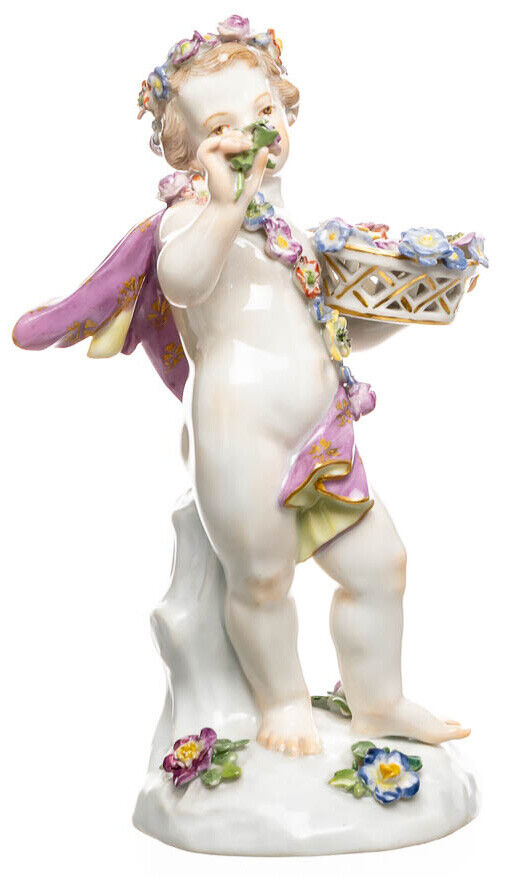 Figurine Cherub as Flower Child Meissen amoretten 1. Choice 1924-34 Height: 13,5cm
