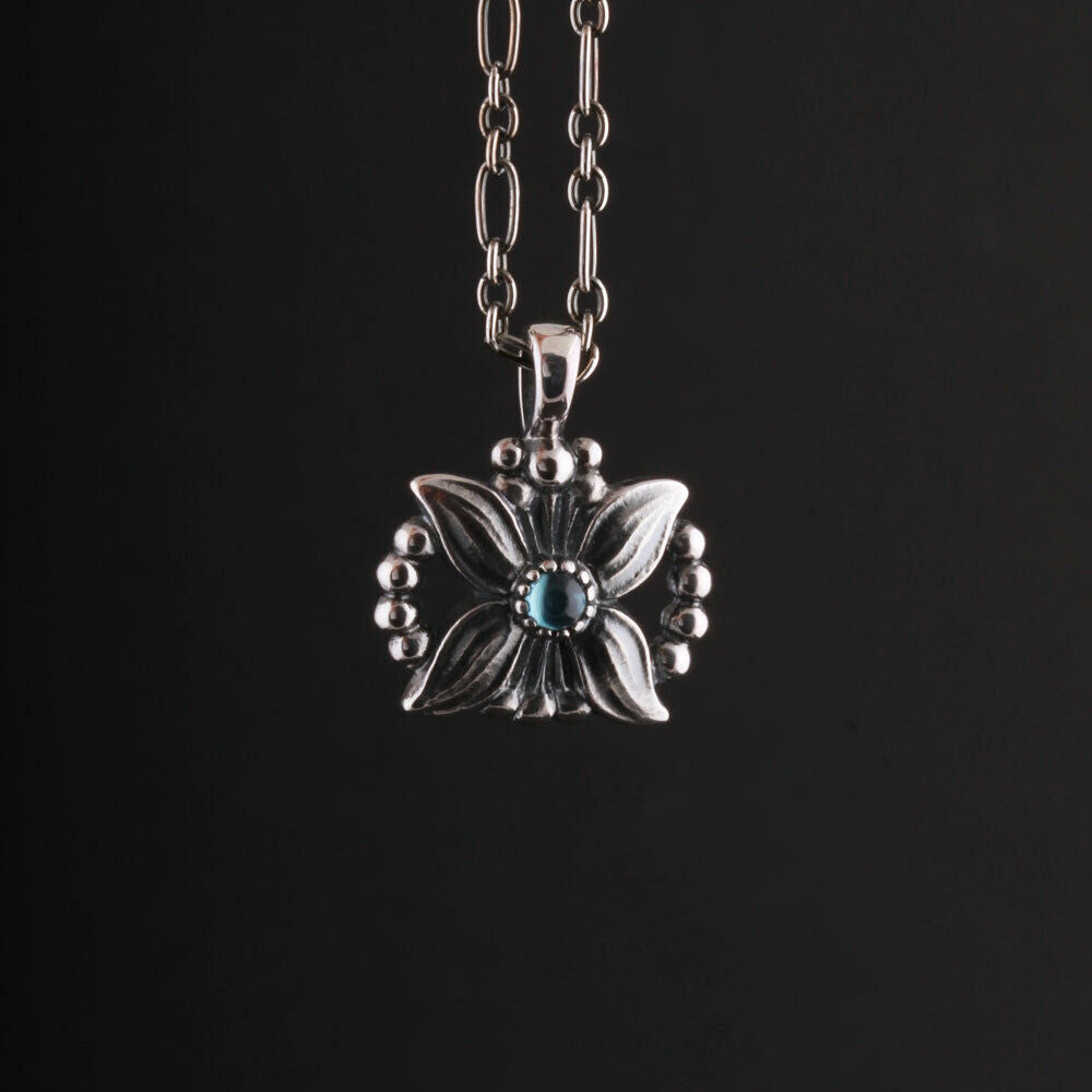 GEORG JENSEN Sterling Pendant Of The Year 1998 / 2018 Silver w. Topaz. RARE!
