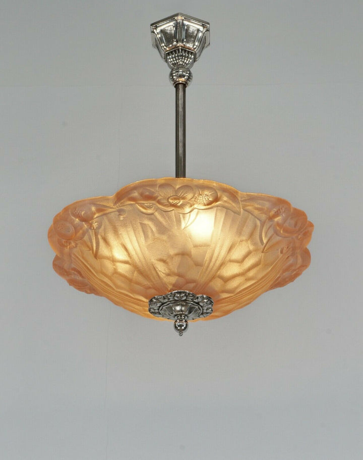 DEGUÉ : FRENCH 1930 ART DECO PENDANT .... chandelier 1925 lamp muller era France