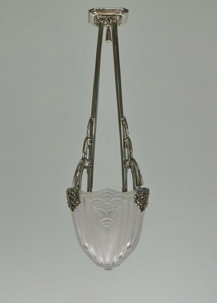 MAYNADIER & SCHNEIDER : FRENCH 1930 ART DECO CHANDELIER lamp pendant muller era