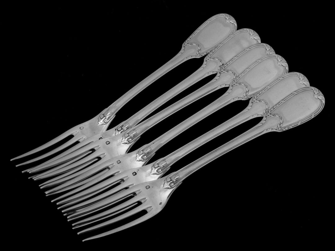Puiforcat French Sterling Silver Dinner Flatware Set 12 pc Neoclassical