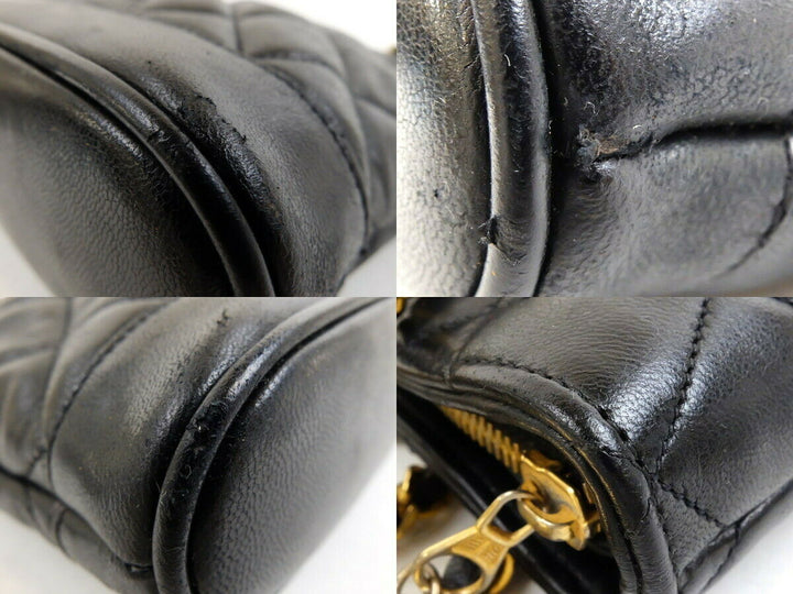 AUTH CHANEL BLACK CLASSIC LAMBSKIN TOTE SHOULDER BAG