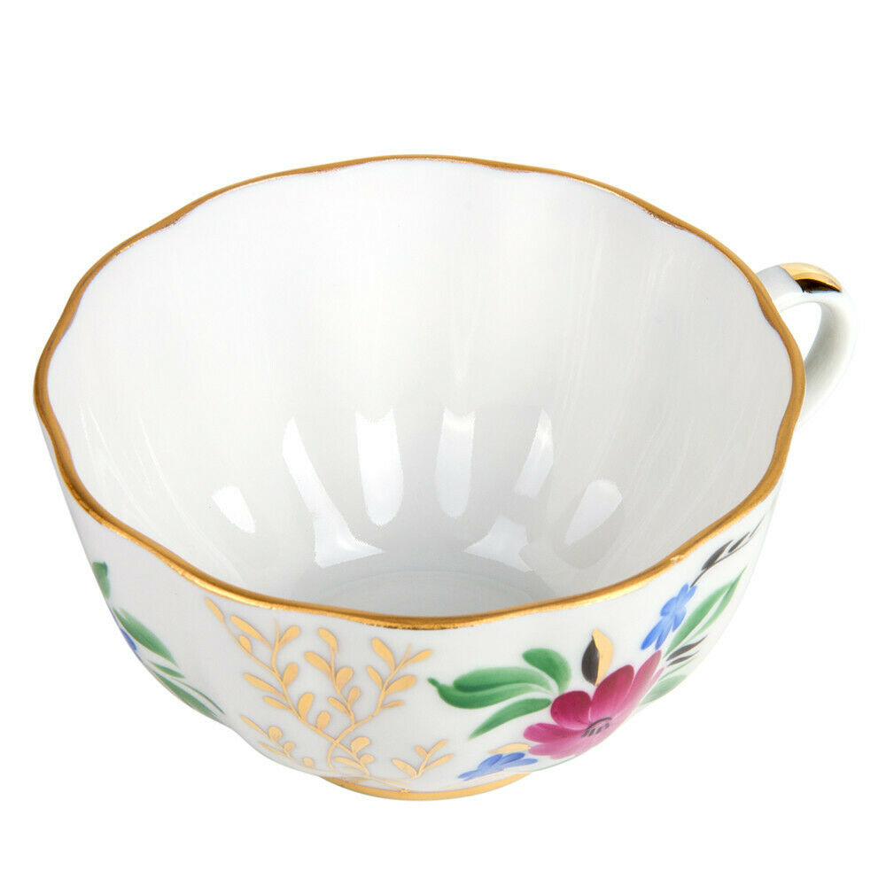 Golden Grass Teacup w/ Saucer by Imperial Porcelain Russian Lomonosov LFZ IFZ