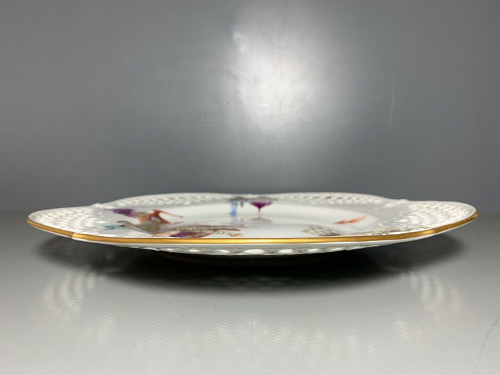 MEISSEN DURCHBRUCH TELLER 1001 NACHT LIEBESPAAR AUF PFERD TOP ZUSTAND D:29cm