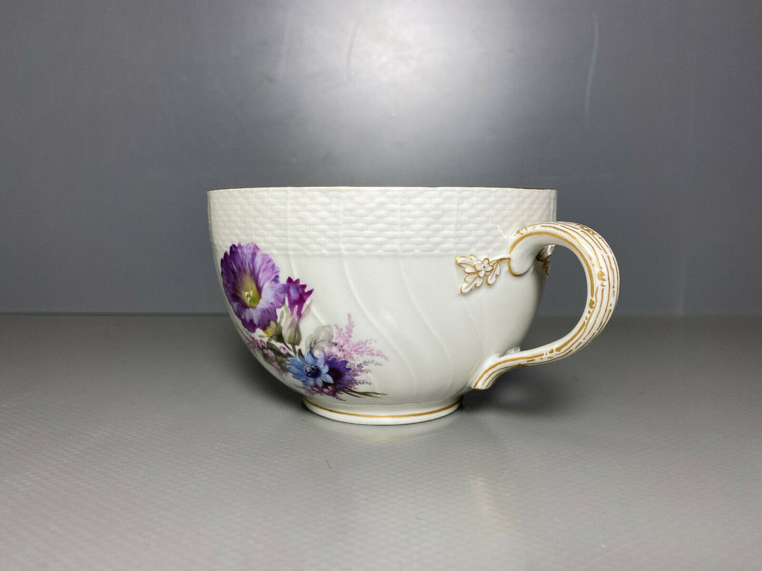 KPM BERLIN TEE GEDECK TASSE UT NEUOSIER WEICHMALEREI BLUMEN DEKOR 50 1.WAHL 1914