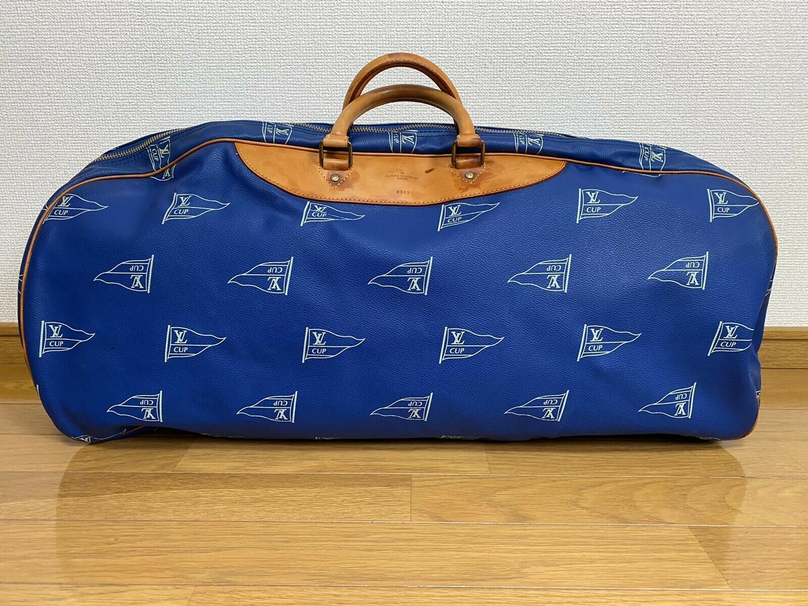 LOUIS VUITTON Sac Plein Air Long BAG CUP 1992 BLUE LEATHER VINTAGE Boston  LV134