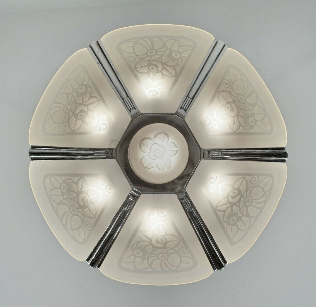 LEON HUGUE : FRENCH ART DECO CHANDELIER ...... 1930 France muller degué era lamp