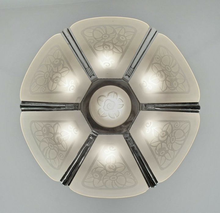 LEON HUGUE : FRENCH ART DECO CHANDELIER ...... 1930 France muller degué era lamp