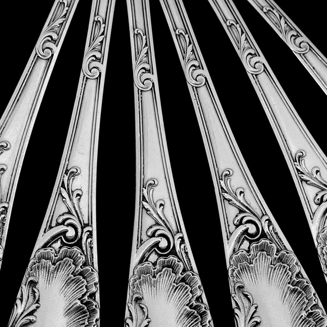 Puiforcat French Sterling Silver Dessert Entremet Flatware Set 12 Pc