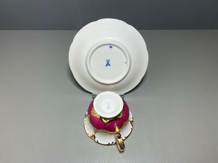 MEISSEN MOKKA GEDECK 2-TLG TASSE UT B-FORM WEINROT ROT BORDEAUX VIEL GOLD Nr.4