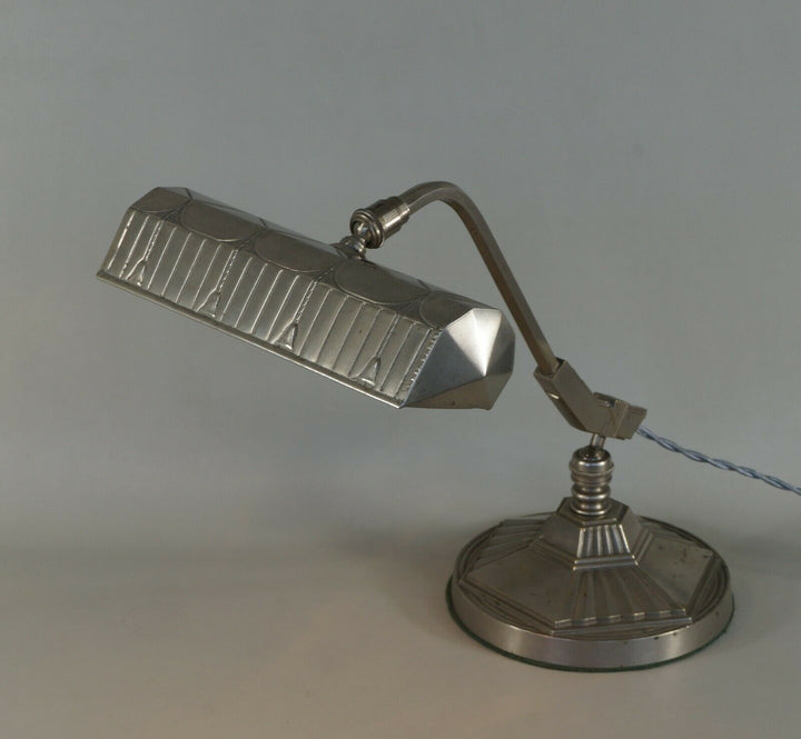 MONIX : French art deco piano lamp in nickeled bronze 1930 ... table lamp France