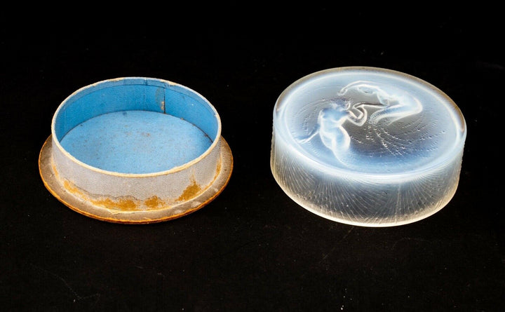 Boite Deux Sirènes Verre Opalescent René Lalique Mermaids Box Jar R.Lalique