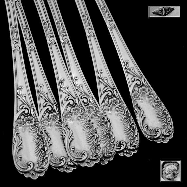 Puiforcat French Sterling Silver Dessert Entremet Flatware Set 12 Pc