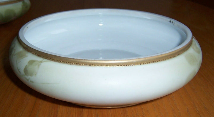 Morimura Handpainted Nippon Japan Large Floral and Gilt Covered Jar Dish Box